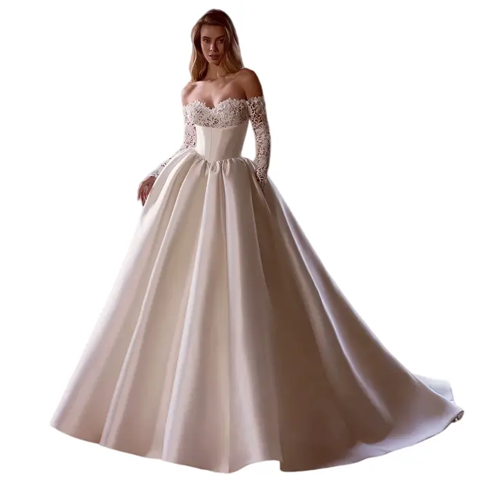 Robe de mariée moderne à manches longues pour femme