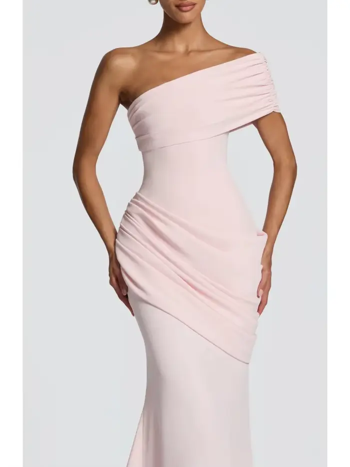 Robe de soirée élégante française à la mode avec col oblique pour femmes pour événements spéciaux et soirées