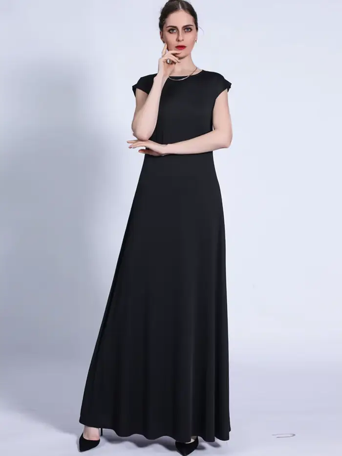 Abaya-Robe longue pour femmes musulmanes, caftan, modeste, africain, couleur unie, maxi