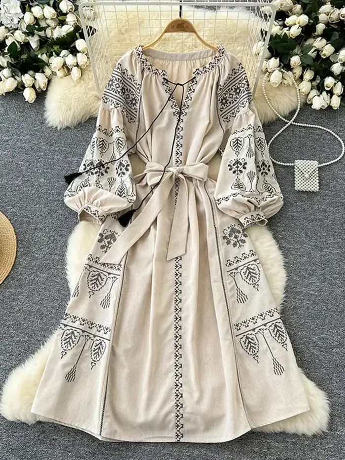 Robe longue de Style ethnique rétro bohème pour femmes
