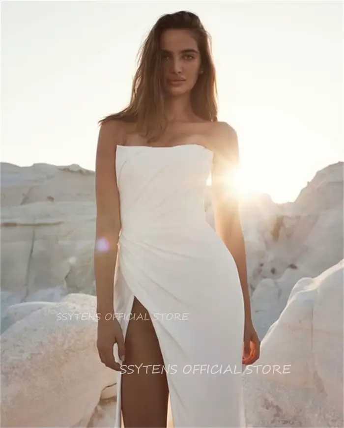 Robe de mariée sirène sans bretelles pour femme, robe de mariée simple, occasion spéciale, mariage, soirée familiale, cérémonie de remise de diplômes, anniversaire