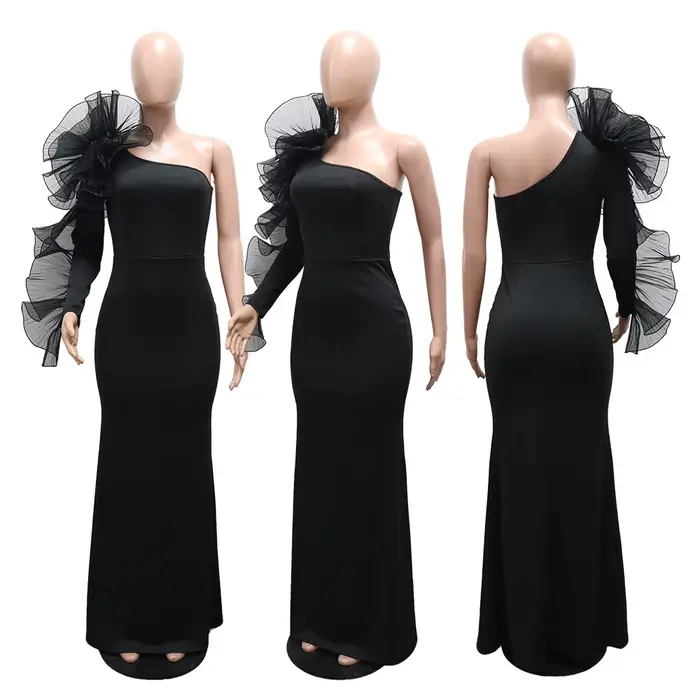 Robe longue asymétrique pour femme