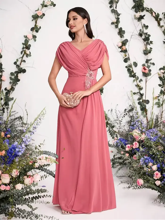 Robe de soirée de demoiselle d'honneur rose, robe de luxe pour dames, magnifique robe de soirée avec