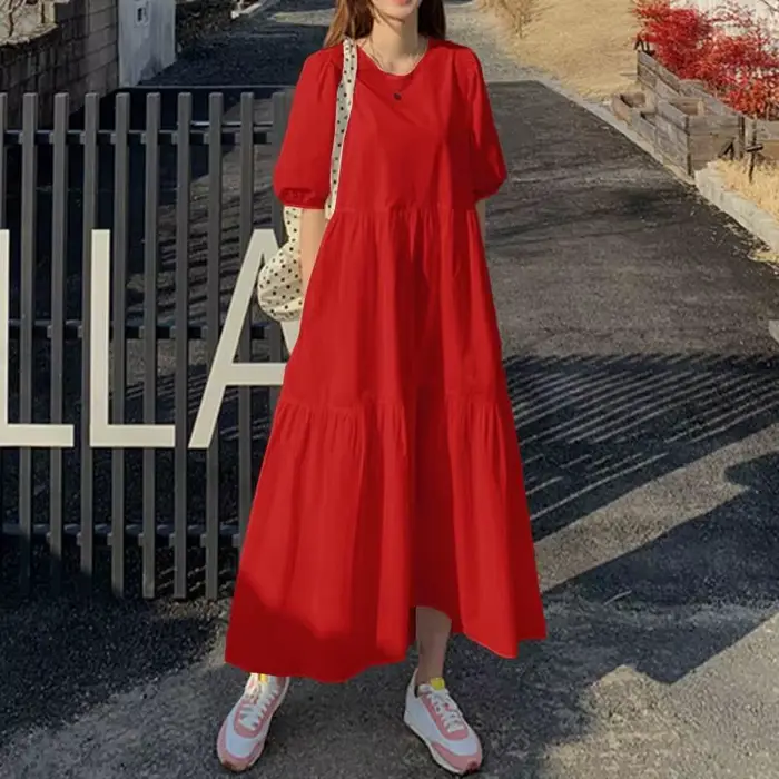 Robe d'été élégante rouge et blanche pour femmes