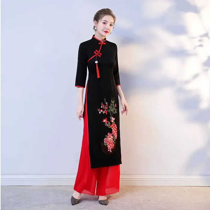 2026 Vietnam Ao Dai Cheongsam robe orientale traditionnelle ensemble amélioré Vietnam Aodai Qipao pa