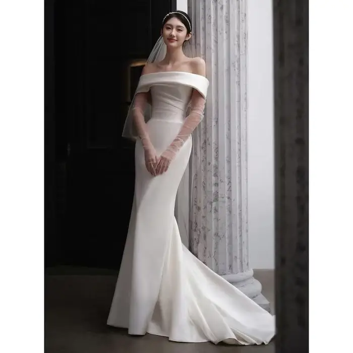 Robe De mariée sirène en Satin De luxe