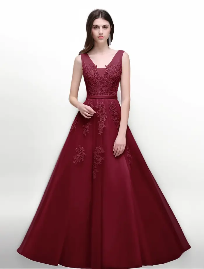 Robe de soirée bordeaux pour femmes
