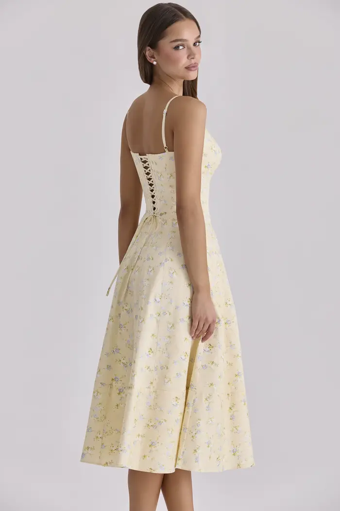 Suninbox Robe midi décontractée d'été à imprimé floral