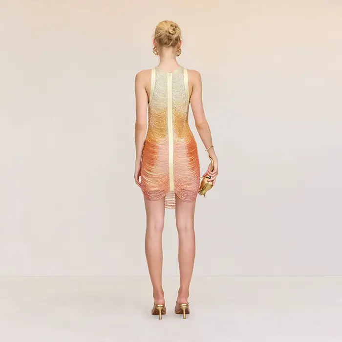 Robe de soirée élégante SIMLY TARA sans manches pour femmes avec dégradé et col rond pour soirées, cocktails et mariages