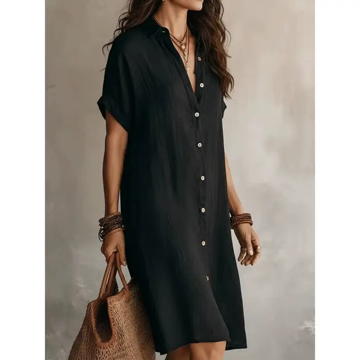Robe chemise en lin pour femme