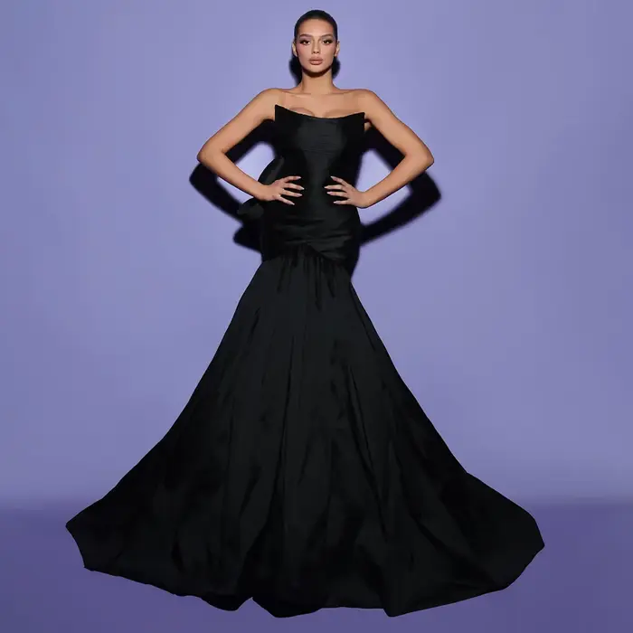 Sharon Said robe de soirée sirène vert émeraude avec nœud rouge rose pour les femmes robe formelle d