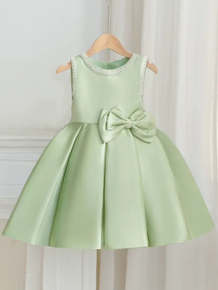 Robe de soirée pour filles sans manches verte style princesse adaptée au mariage à fleurs pour fête d'anniversaire tenue de soirée