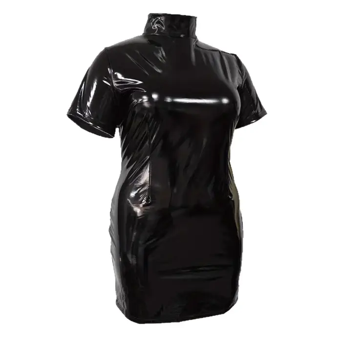 Robe moulante sexy en similicuir PU grande taille