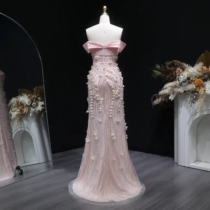 Robe de soirée Sharon Said à fleurs 3D et paillettes pour bal mariage anniversaire style sirène élégante à offrir pour femme occassions spéciales