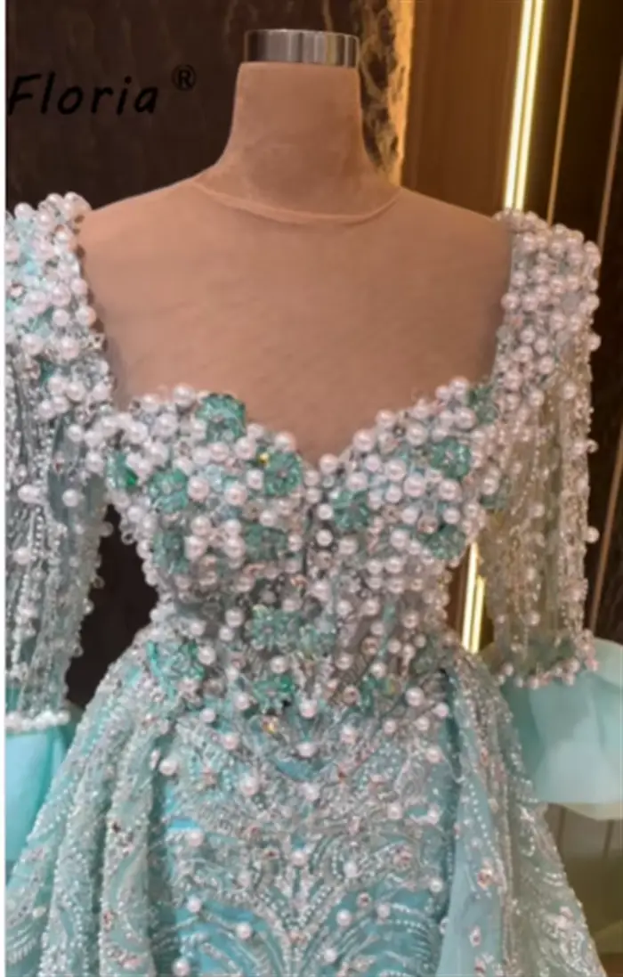 Robe de soirée sirène vert menthe pour femme