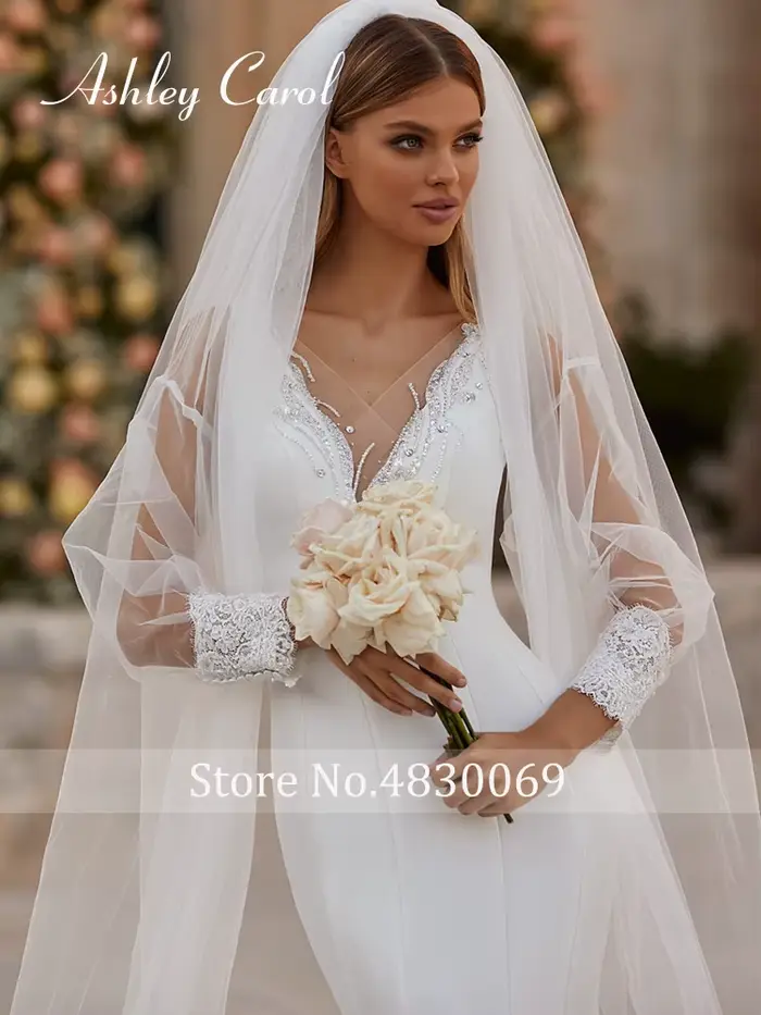 Ashley Carol-Robes de mariée sirène avec veste pour femmes