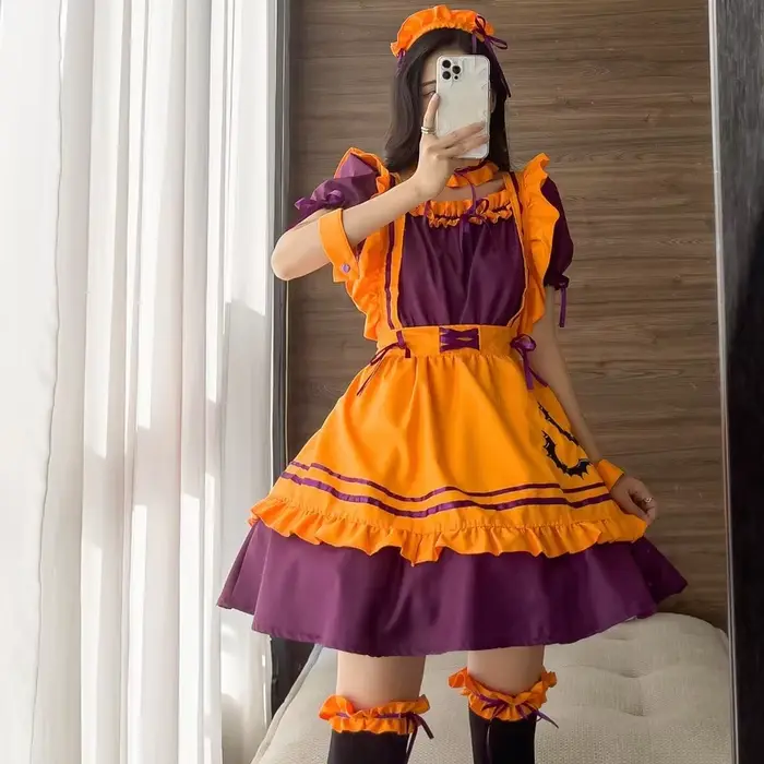 Robe de Princesse ou de Demoiselle d'Honneur de Grande Taille pour Fêtes d'Halloween et Cérémonies de Mariage Violet et Orange