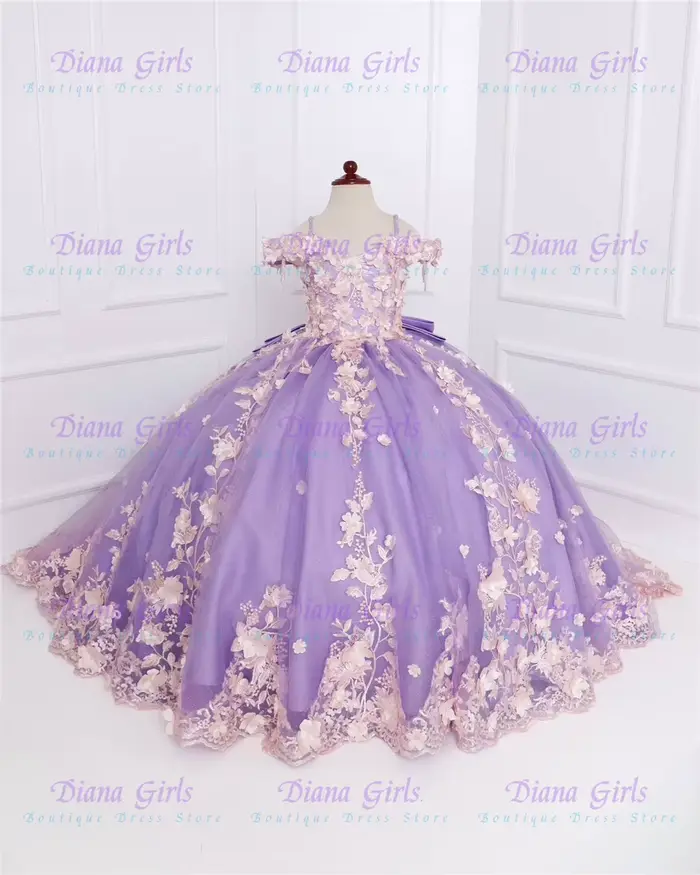 Robe de demoiselle d'honneur de qualité supérieure en tulle moelleux avec appliques florales pour ma