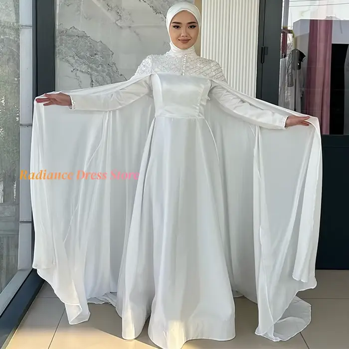 Robe de soirée classique en mousseline de soie blanche