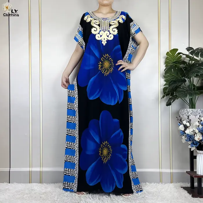 Robe à manches courtes en coton imprimé floral pour femmes