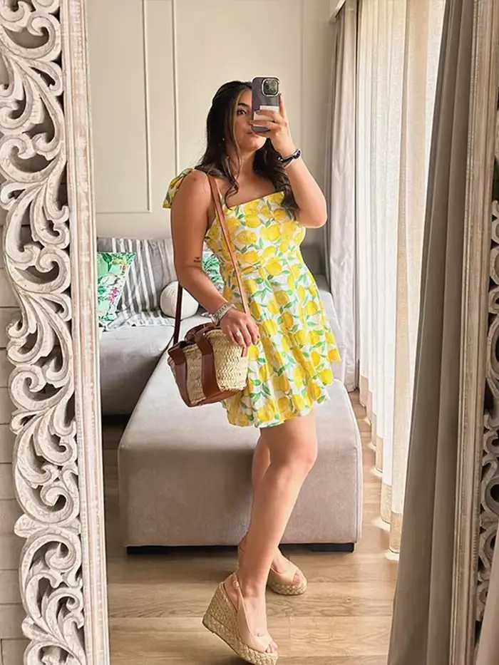 Mini robe d'été à imprimé citron pour femmes