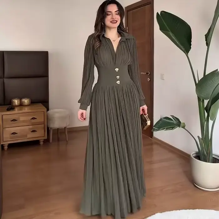 Robe de soirée plissée pour femme