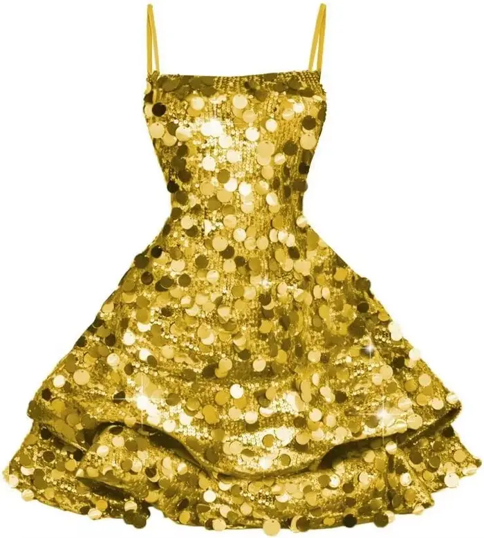 Robe Courte Sexy à Paillettes pour Adolescentes, Robe de Bal Sans Manches Scintillante, Robe de Soir
