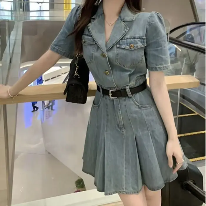 Robes féminines Coquette moulante plage Sexy Corset robe femme serré Denim mode été 2025 Style corée