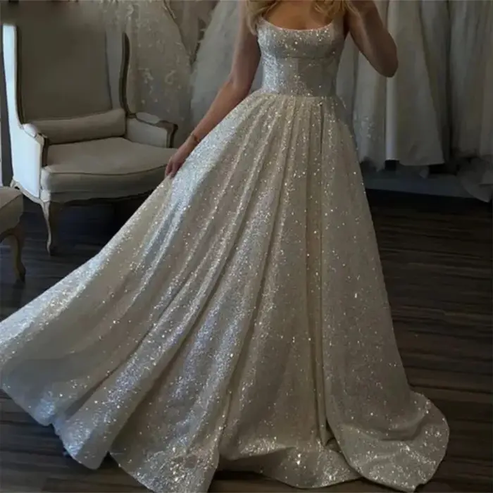 Robe de Soirée de Mariage en Paillettes pour Femme