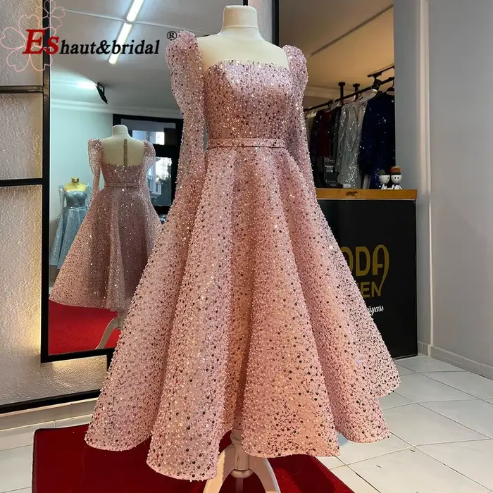 Robe de Soirée Rose Élégante de Dubaï pour Femme 2026