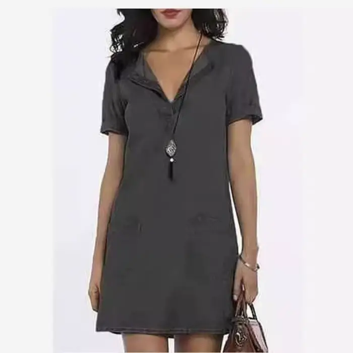Robe en jean épissé pour femmes