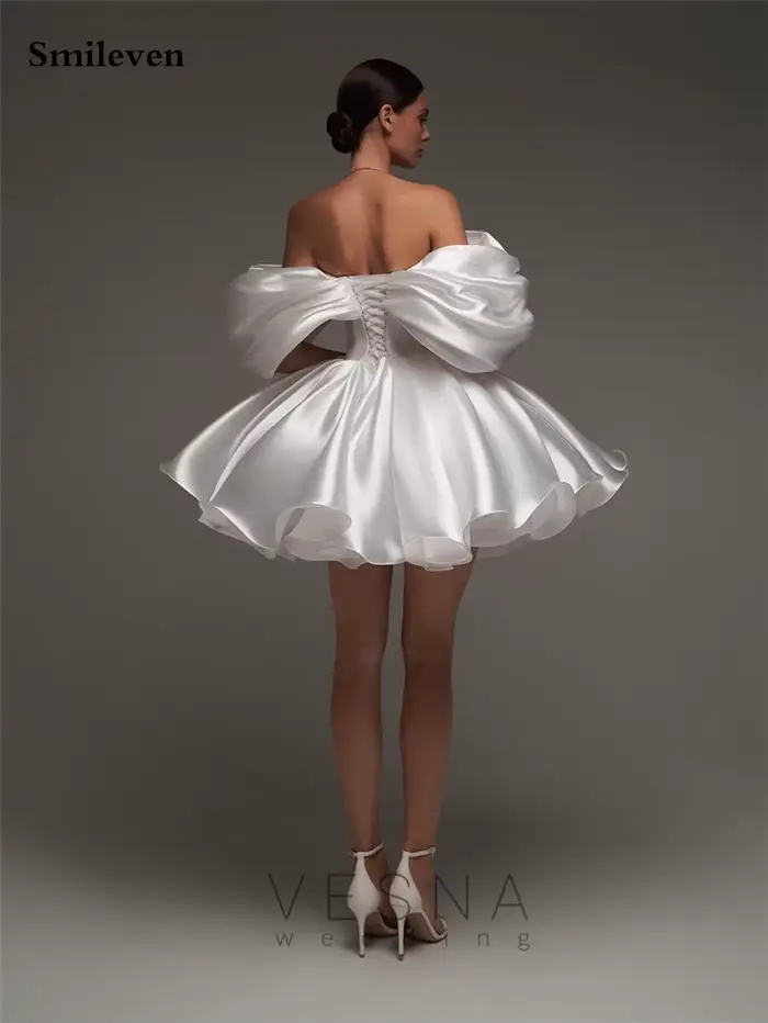 Robe de mariée courte en satin doux, ligne A, décolleté en cœur, personnalisable pour femmes, occasions spéciales et mariages