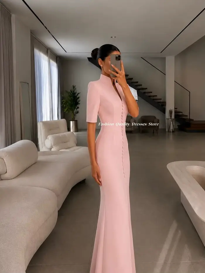 Robe de soirée rose style sirène