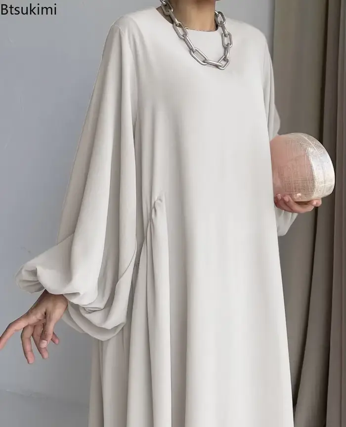 Nouvelles femmes robes musulmanes mode Simple solide Abaya Ramadan Caftan élégant femme décontracté plaine Maxi robe