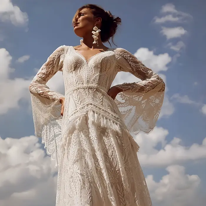 Robes de mariée vintage Bohème pour femmes