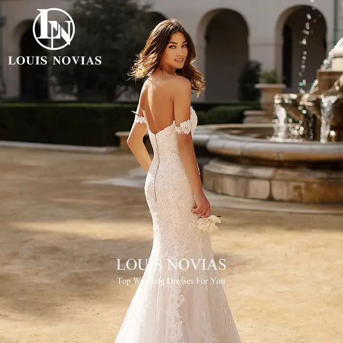 LOUIS NOVIAS robes De mariée sirène pour les femmes Sexy chic chérie brodé Organza trompette robe