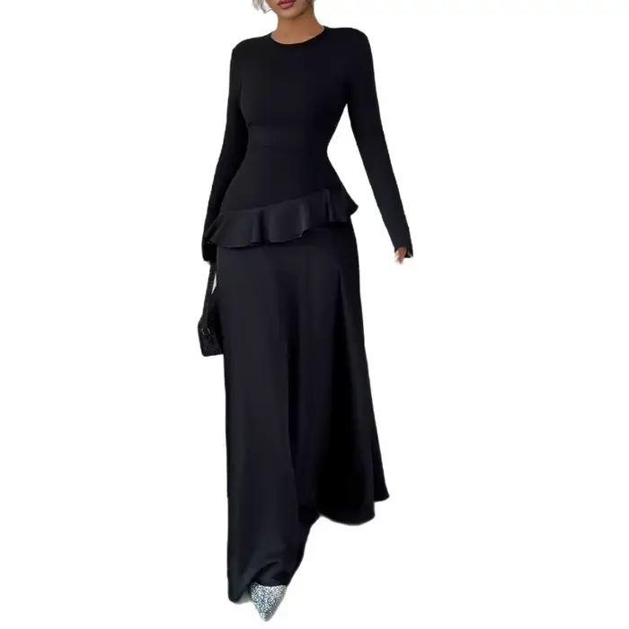 Robe longue en dentelle à manches longues, élégante, haut de gamme, vêtements pour femmes, automne hiver 2025