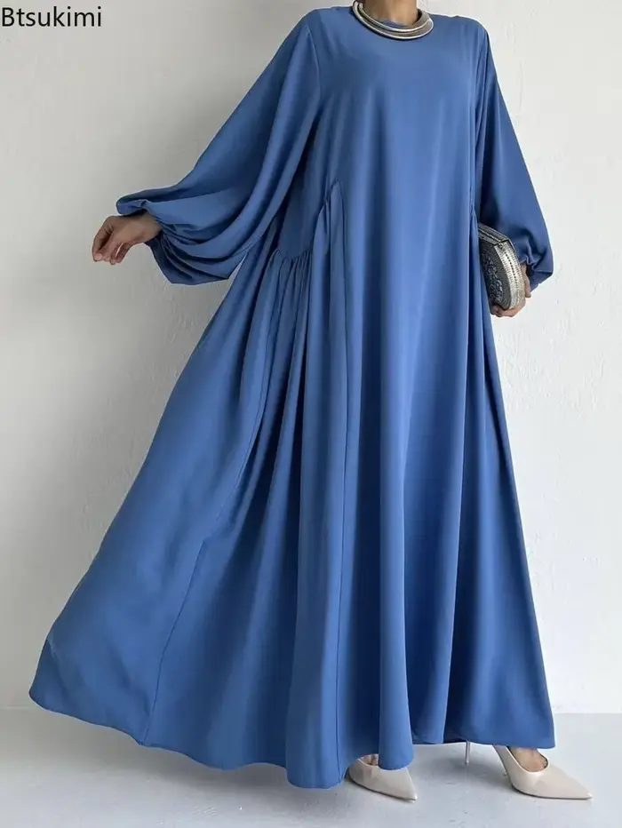 Nouvelles femmes robes musulmanes mode Simple solide Abaya Ramadan Caftan élégant femme décontracté plaine Maxi robe