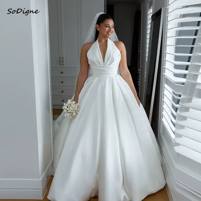 SoDigne-Robe de Mariée Simple en Satin