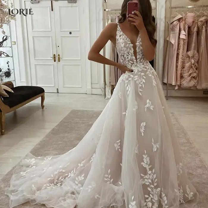 Robe de Mariée Élégante en Dentelle Style Boho