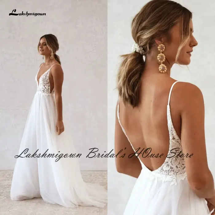 Robe Boho robe de mariée été plage 2025 dos nu Sexy Mariage Tulle reçu robes de soirée bretelles Spa