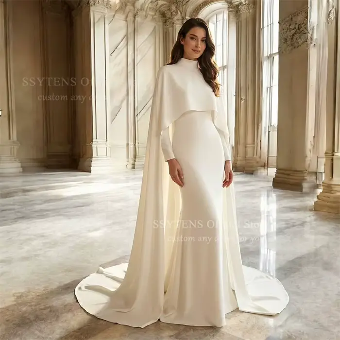 Robes de mariée modestes blanches SSYTENS
