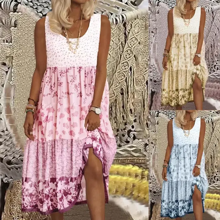 Robe longue rose ample pour femmes