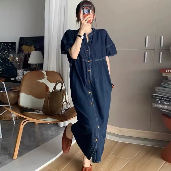 Robes en jean vintage pour femmes, robe en jean décontractée mince, grande taille, vêtements éducati