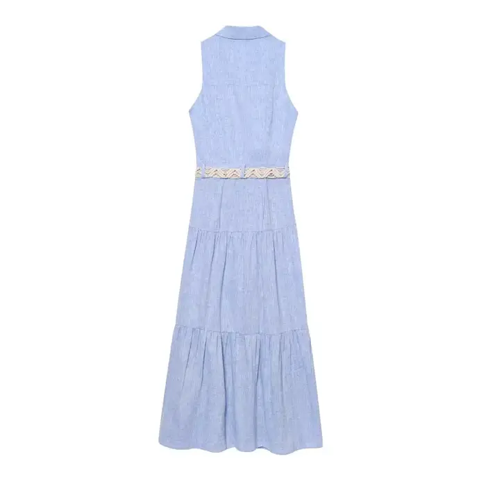 Robes sans manches 2025 femme lin robe de plage femmes