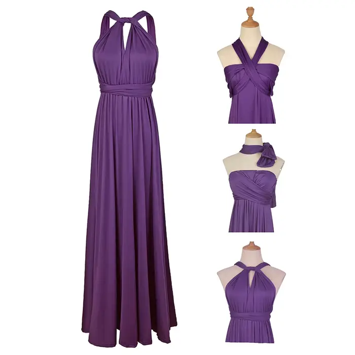 Robe formelle femmes élégante soirée longue profonde V licou