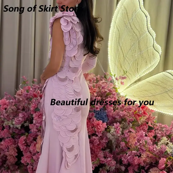 Robe de soirée rose élégante avec décolleté en col bateau et soutien-gorge intégré pour femmes, soirée officielle, silhouette sirène, polyester, décoration appliquée, longueur au sol, toutes occasions spéciales