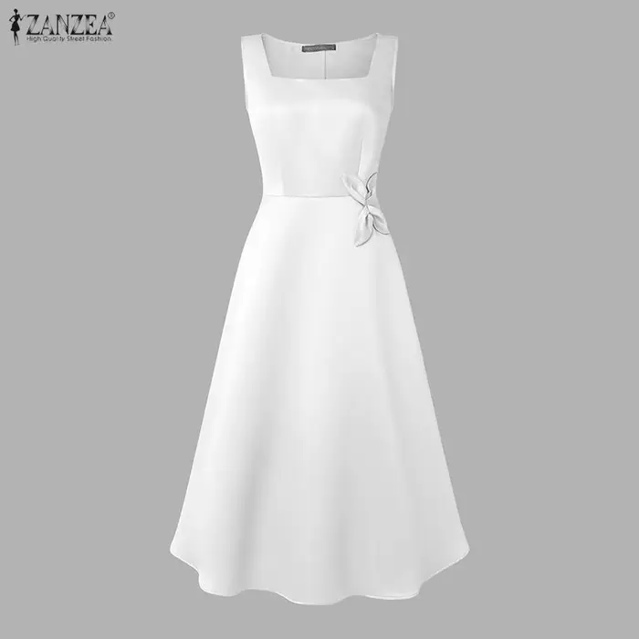 ZANZEA Robe de soirée élégante en satin blanc pour femme