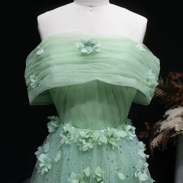 Robe de soirée Sharon Said en polyester avec décoration florale 3D, sans manches, pour femmes de tous âges, pour mariages arabes et soirées officielles