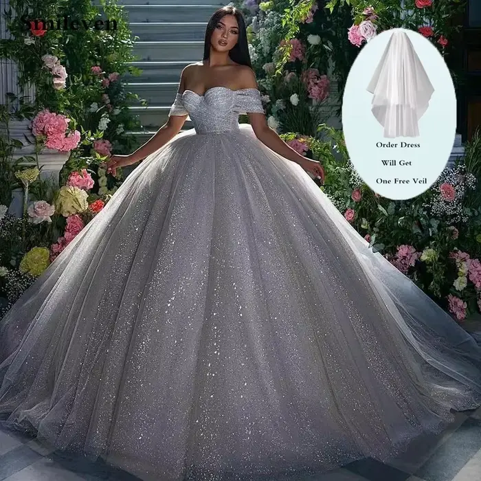 Smileven – Robe De mariée princesse à épaules dénudées